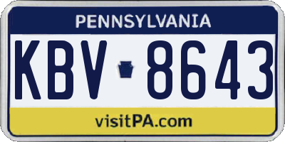 PA license plate KBV8643