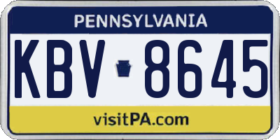 PA license plate KBV8645
