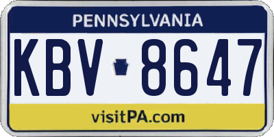 PA license plate KBV8647