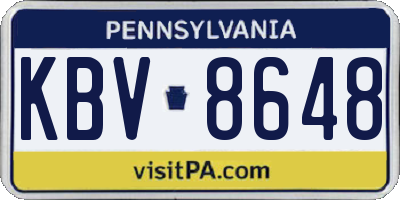 PA license plate KBV8648