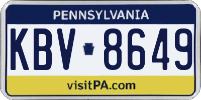 PA license plate KBV8649