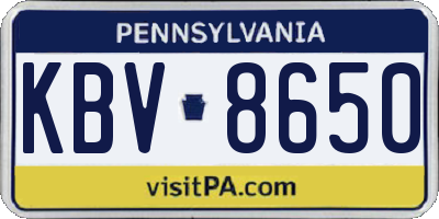PA license plate KBV8650