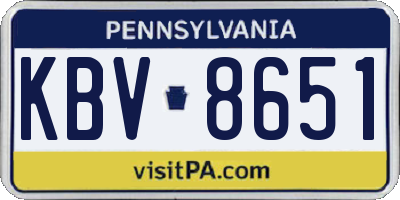 PA license plate KBV8651