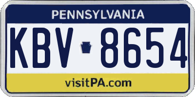PA license plate KBV8654