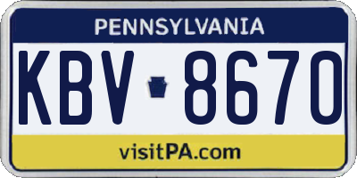 PA license plate KBV8670