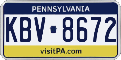 PA license plate KBV8672