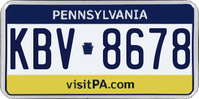 PA license plate KBV8678