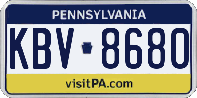 PA license plate KBV8680