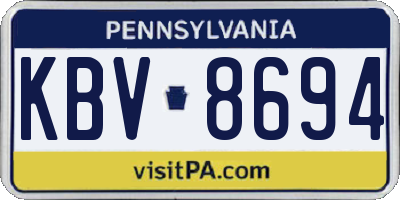 PA license plate KBV8694