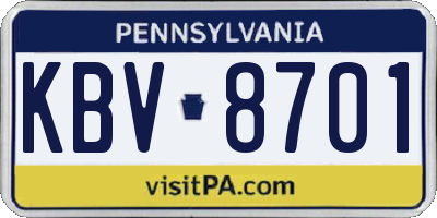 PA license plate KBV8701