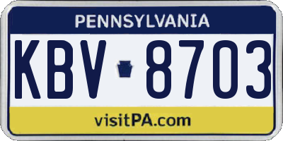 PA license plate KBV8703