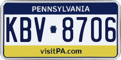 PA license plate KBV8706