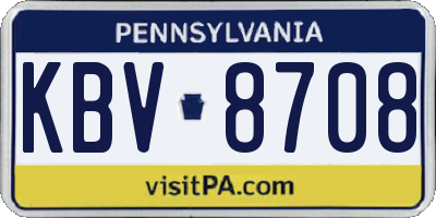 PA license plate KBV8708