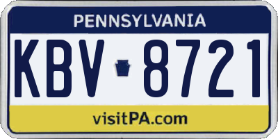 PA license plate KBV8721