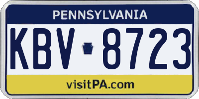PA license plate KBV8723