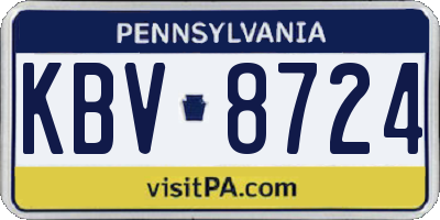 PA license plate KBV8724