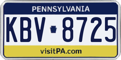 PA license plate KBV8725