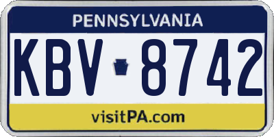 PA license plate KBV8742