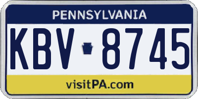 PA license plate KBV8745