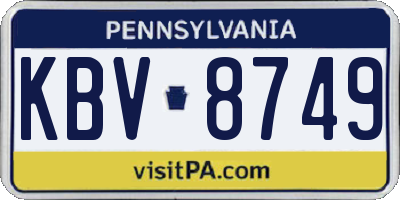PA license plate KBV8749
