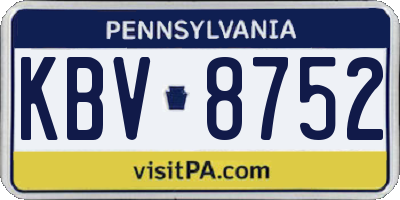 PA license plate KBV8752