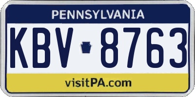 PA license plate KBV8763