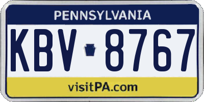 PA license plate KBV8767