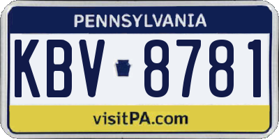 PA license plate KBV8781