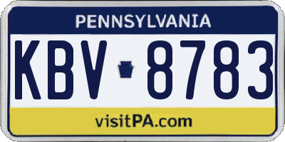 PA license plate KBV8783