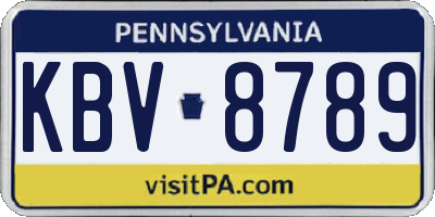 PA license plate KBV8789