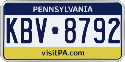 PA license plate KBV8792