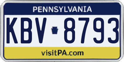 PA license plate KBV8793
