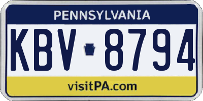 PA license plate KBV8794