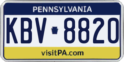 PA license plate KBV8820