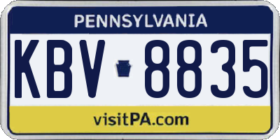 PA license plate KBV8835