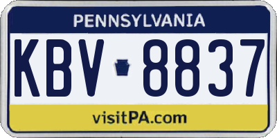 PA license plate KBV8837