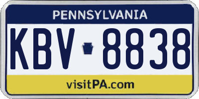 PA license plate KBV8838