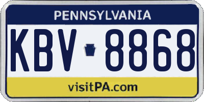 PA license plate KBV8868