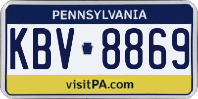 PA license plate KBV8869