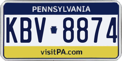 PA license plate KBV8874