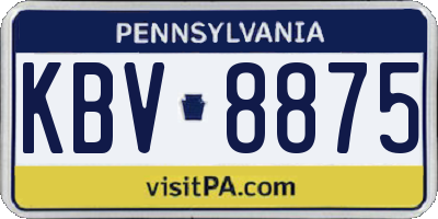 PA license plate KBV8875