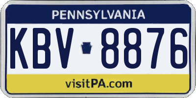 PA license plate KBV8876