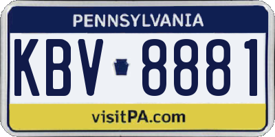 PA license plate KBV8881