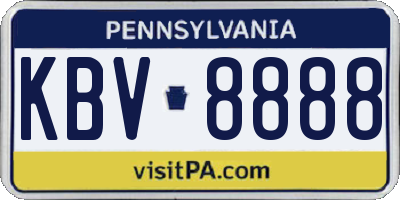 PA license plate KBV8888