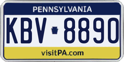 PA license plate KBV8890