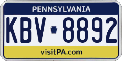 PA license plate KBV8892