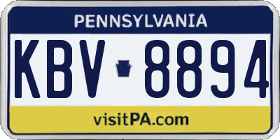 PA license plate KBV8894