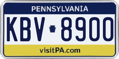 PA license plate KBV8900