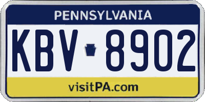 PA license plate KBV8902
