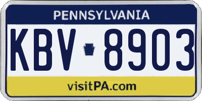 PA license plate KBV8903